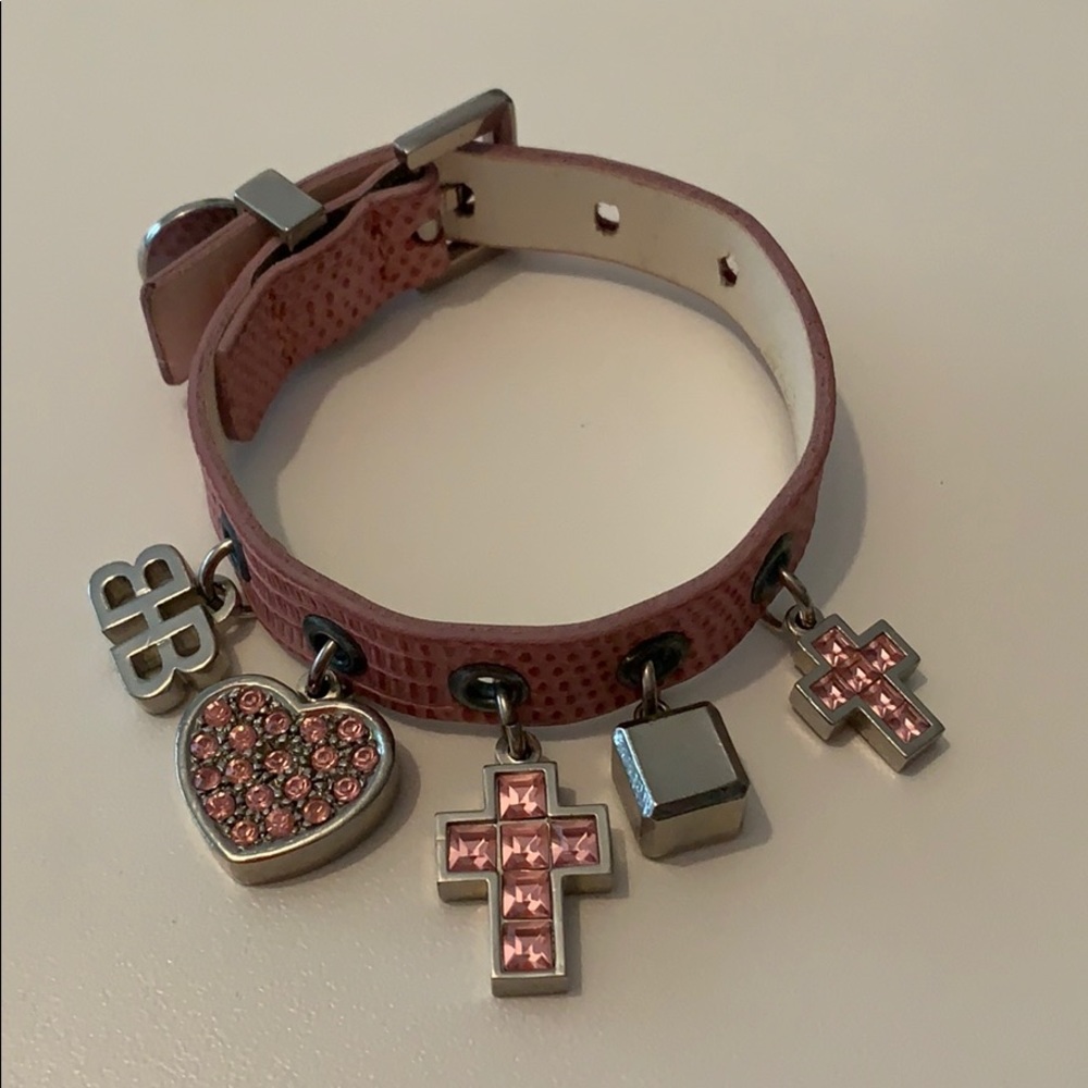 BOSS Hugo Boss Pink Leather Charm Bracelet